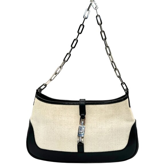 Gucci Jackie Vintage Chain Strap Canvas Bag - Picture 1 of 9